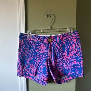 NWOT Lilly Pulitzer Pink and Blue Patterned Shorts Sz 0